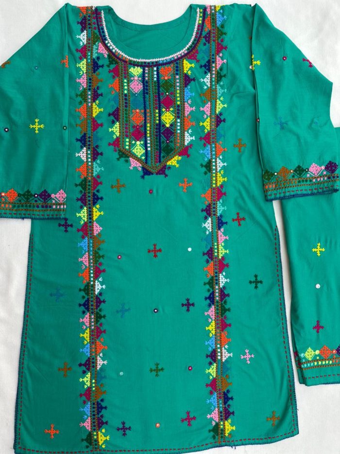 Hooriya – Light C Green 3-Piece Embroidered Ensemble - Image 5