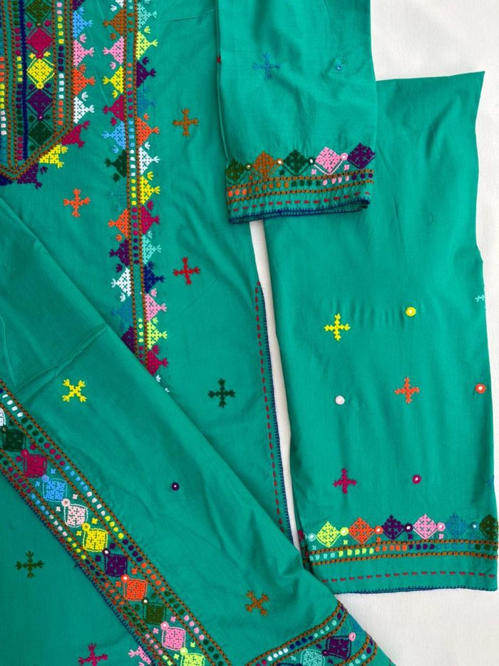 Hooriya – Light C Green 3-Piece Embroidered Ensemble - Image 7