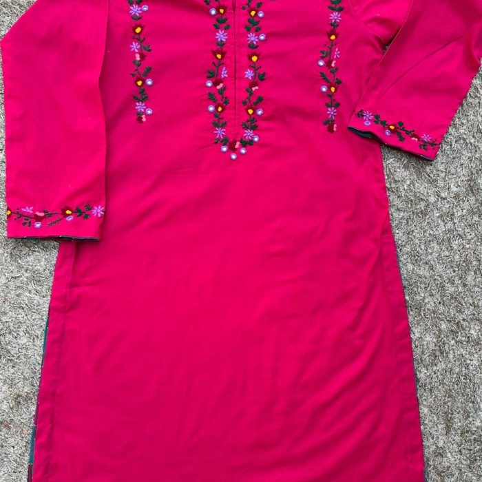 Shocking Pink Handmade Embroidered 2 piece Lawn Suit