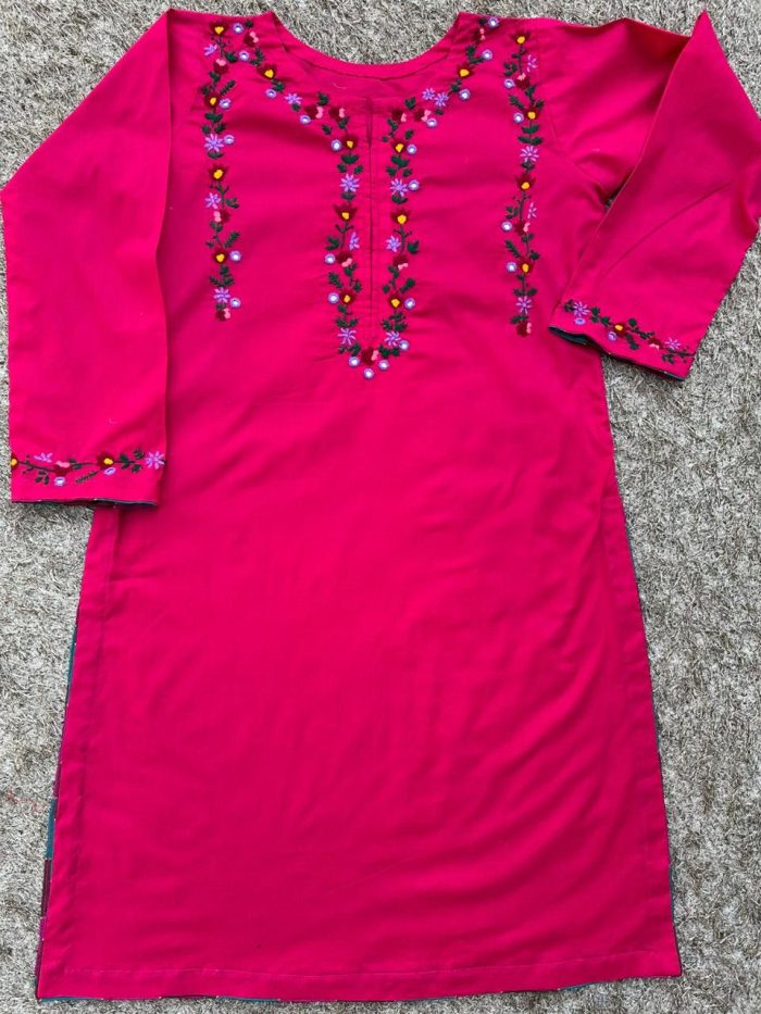 Shocking Pink Handmade Embroidered 2 piece Lawn Suit