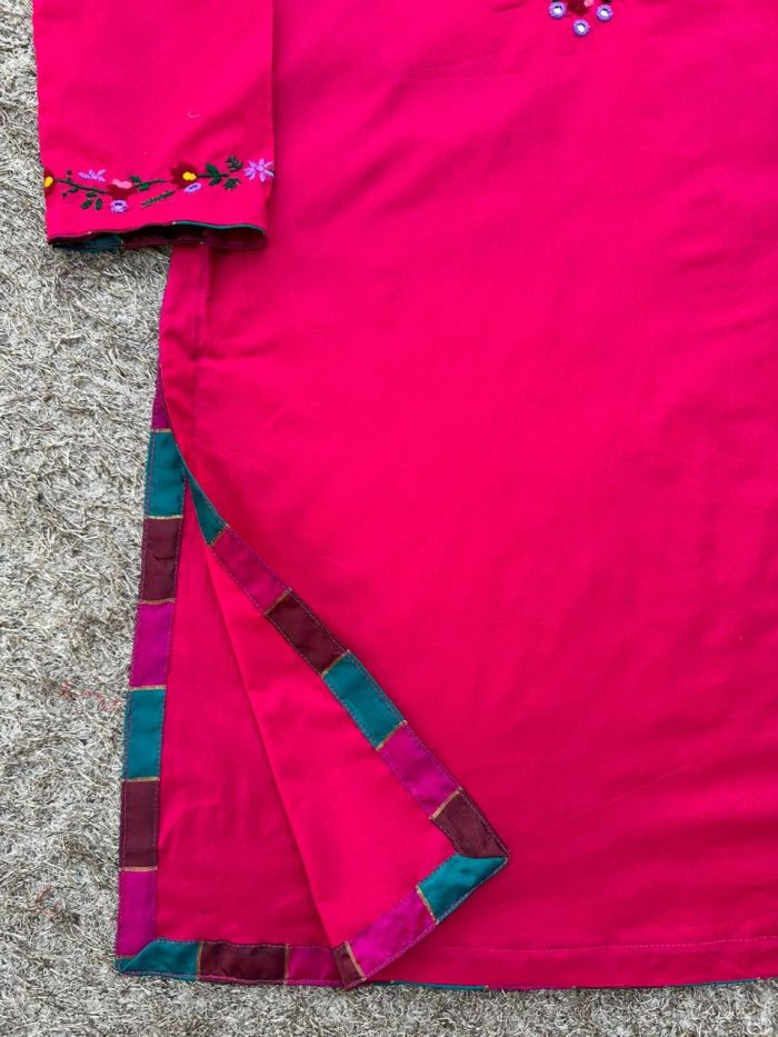 Shocking Pink Handmade Embroidered 2 piece Lawn Suit - Image 5