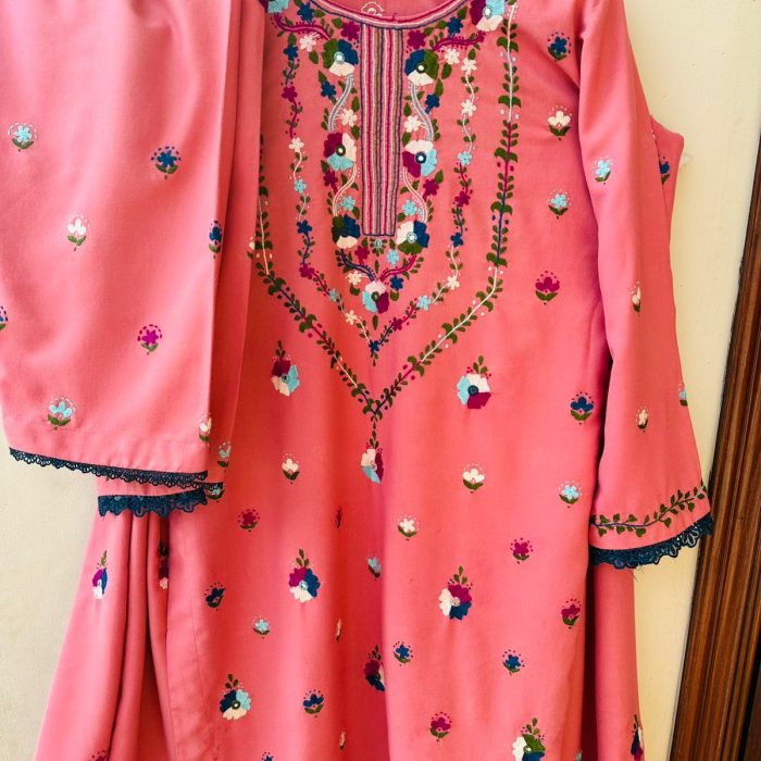 Gulaabari Jhalak  3-Piece Handmade Embroidered Dress