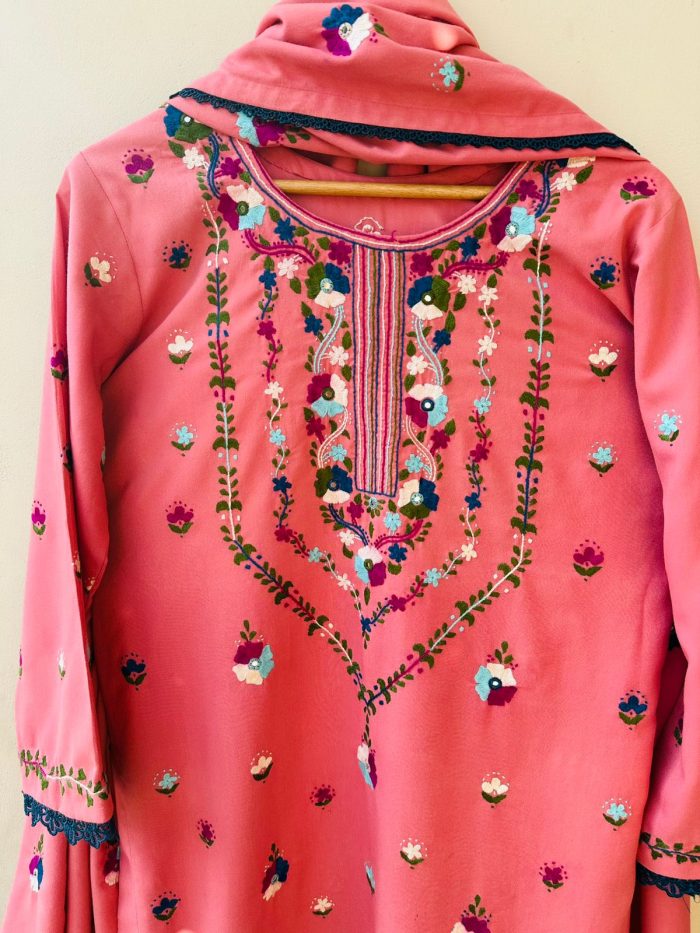 Gulaabari Jhalak  3-Piece Handmade Embroidered Dress - Image 2