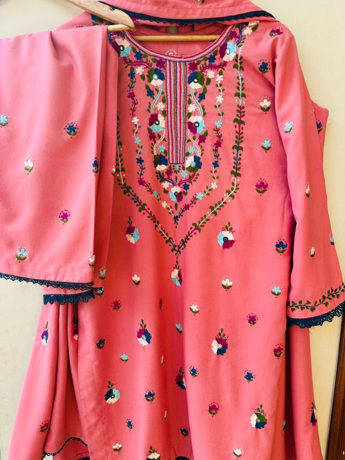 Gulaabari Jhalak  3-Piece Handmade Embroidered Dress - Image 5