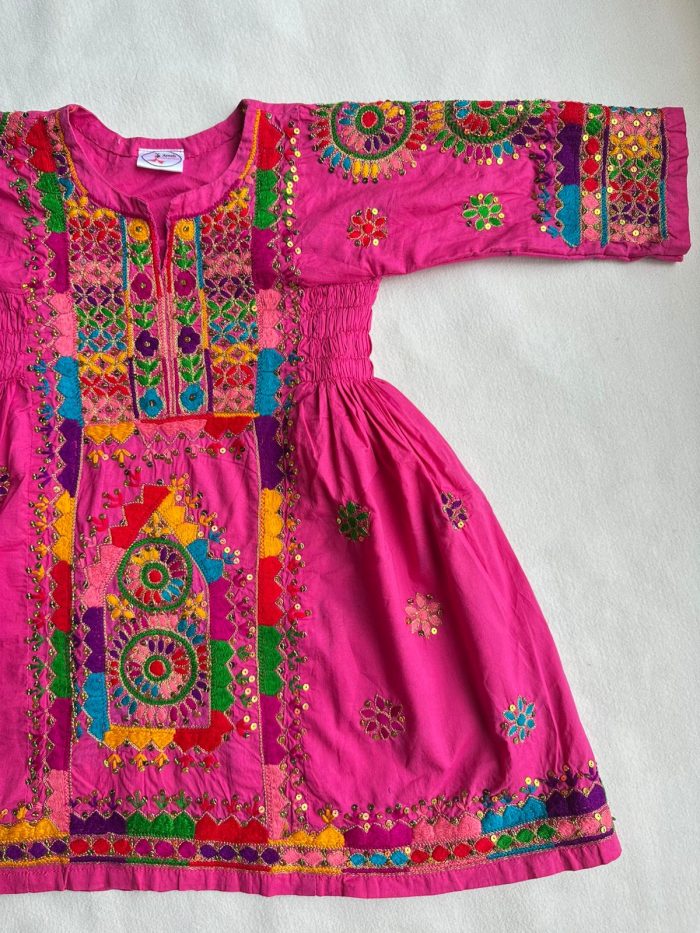 Gulnaar-e-Falak – Dark Pink Frock-Style Lawn Suit with Tilla & Multi-Color Hand Embroidery - Image 3