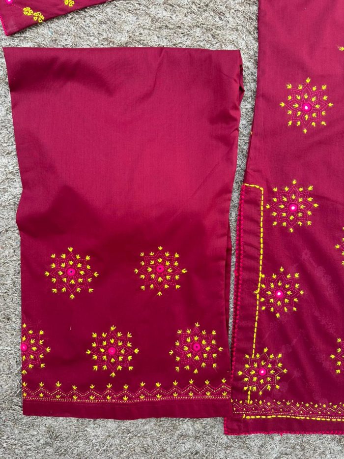 "Rosy Glow – Mehroon Magic with Golden & Pink Touch" - Image 7