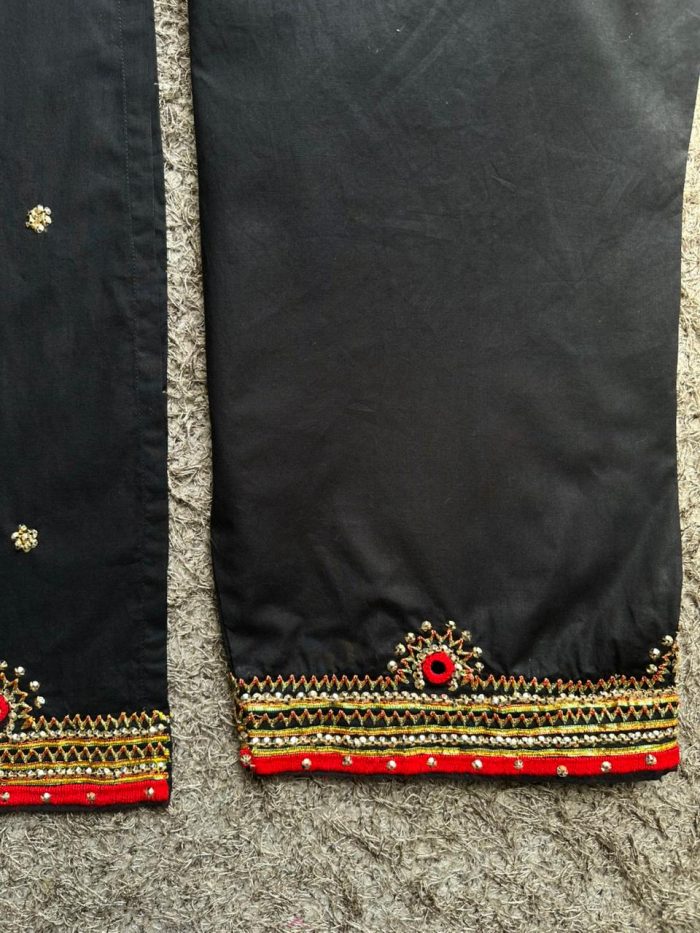 Suroor-e-Sitam – Luxury Black Lawn Suit with Red Hand Embroidery - Image 7