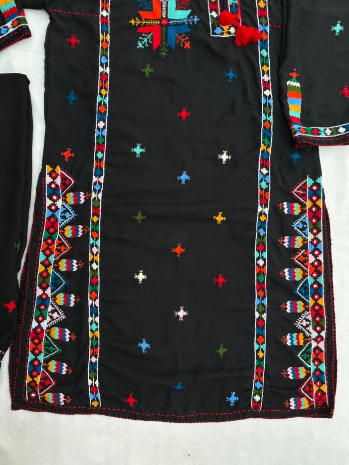 Shabnum-e-Noir – Black Handmade Kurta Set with 4-Sided Embroidered Dupatta (3-Piece) - Image 5