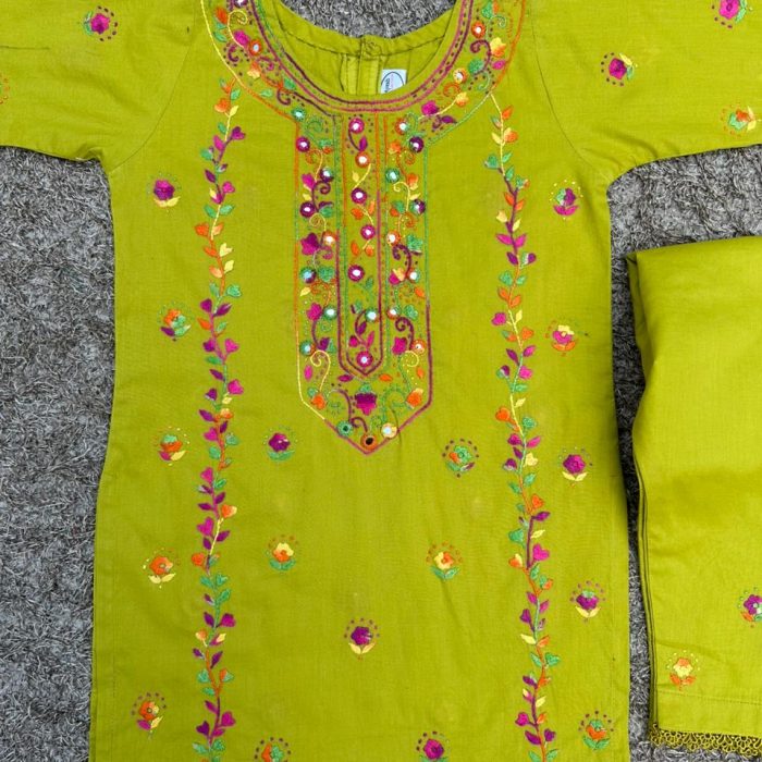 Gulbahaar – Parrot Yellow Embroidered Lawn Beauty