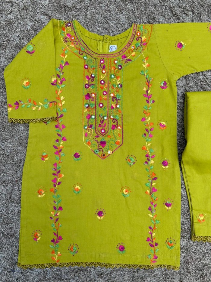 Gulbahaar – Parrot Yellow Embroidered Lawn Beauty - Image 4