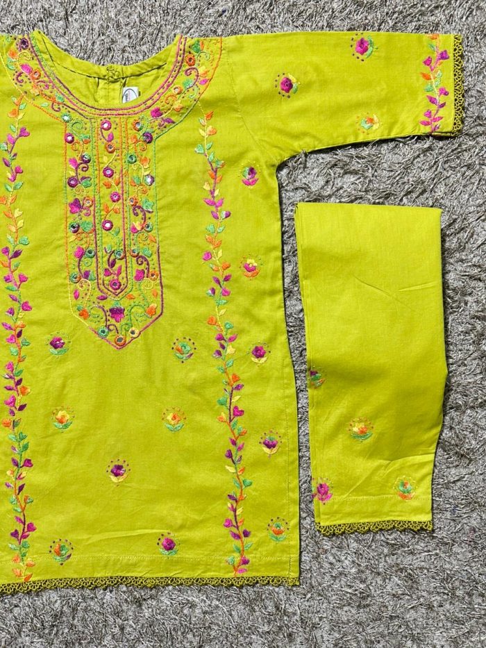 Gulbahaar – Parrot Yellow Embroidered Lawn Beauty - Image 2
