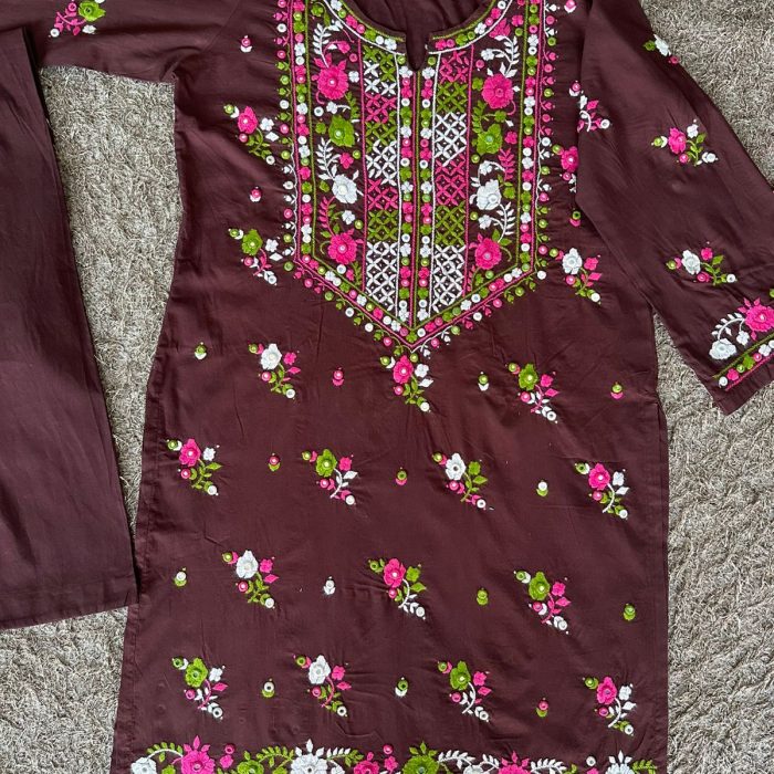 Nooré Nishaat – Dark Brown Luxury Embroidered Lawn Set