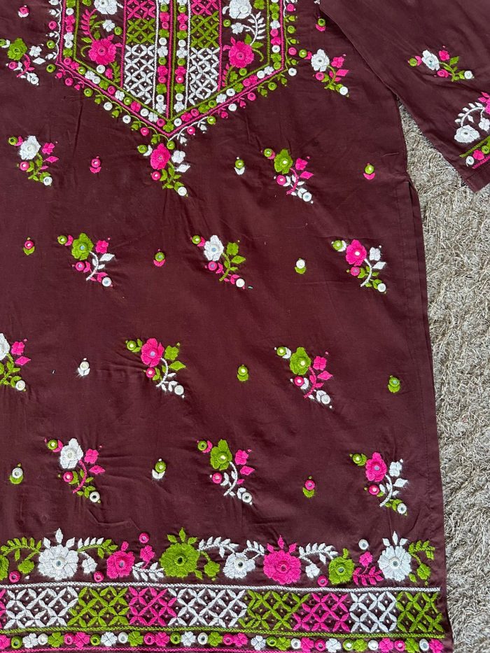 Nooré Nishaat – Dark Brown Luxury Embroidered Lawn Set - Image 3