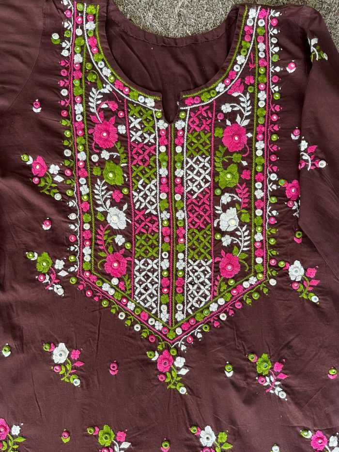 Nooré Nishaat – Dark Brown Luxury Embroidered Lawn Set - Image 4
