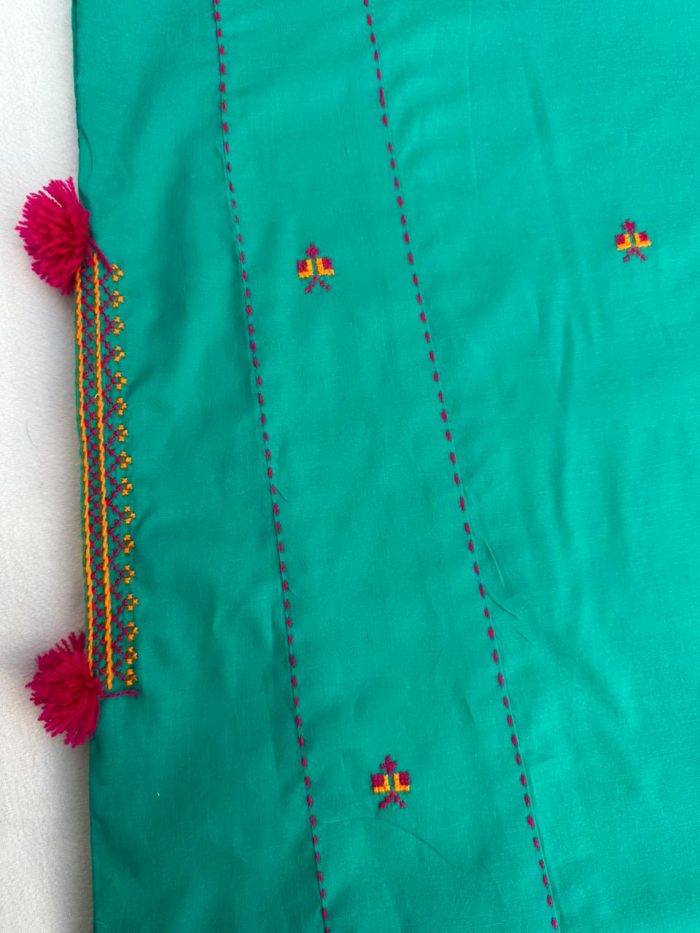 Light Green with Shocking Pink Handmade Embroidery - Image 3