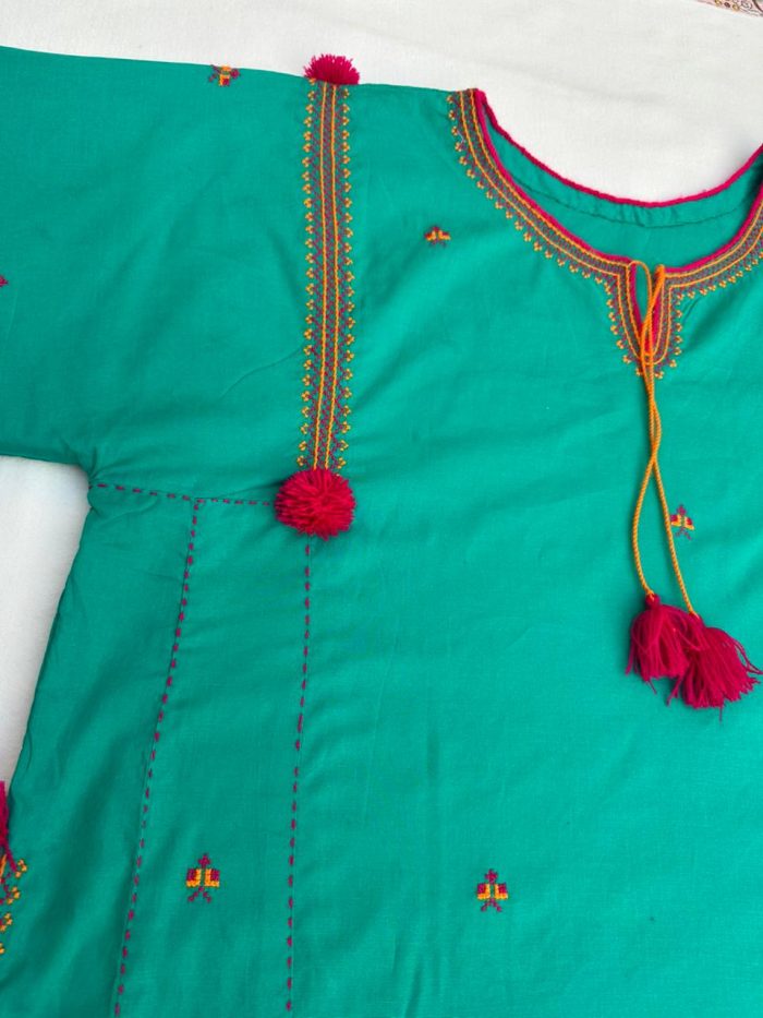 Light Green with Shocking Pink Handmade Embroidery - Image 6