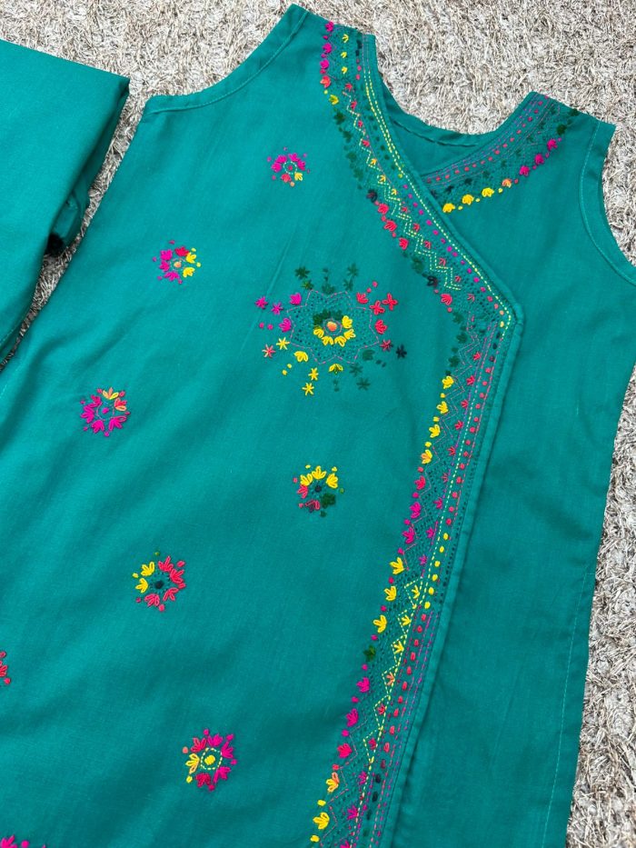Celery Green hand embroidery - Image 2