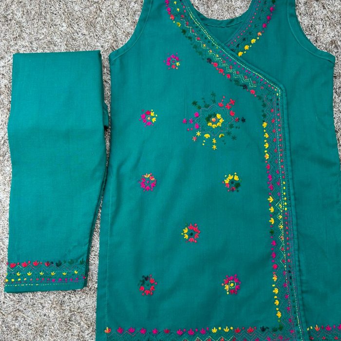 Celery Green hand embroidery