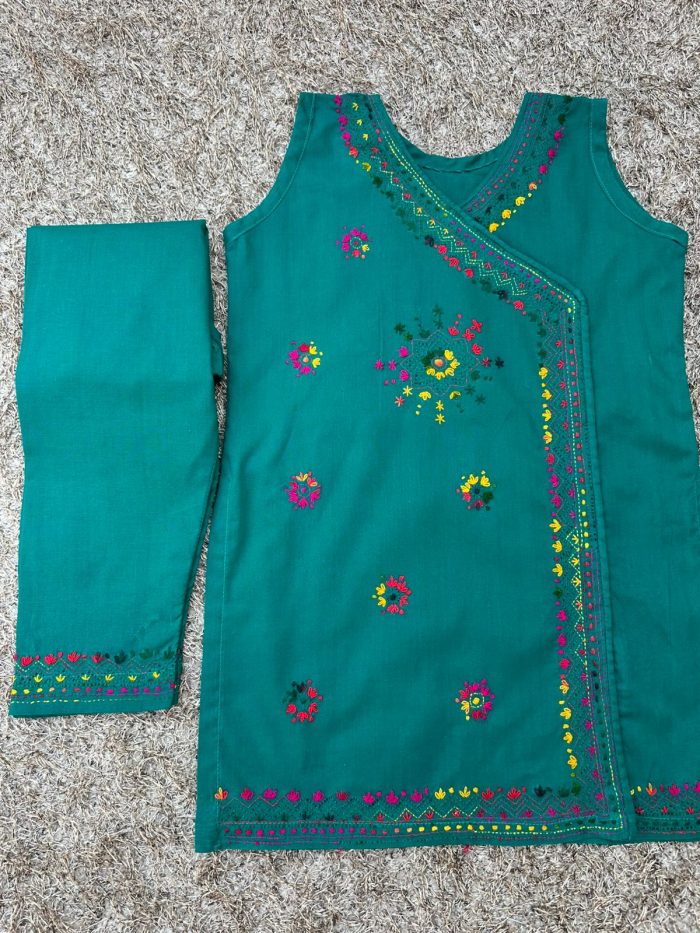Celery Green hand embroidery