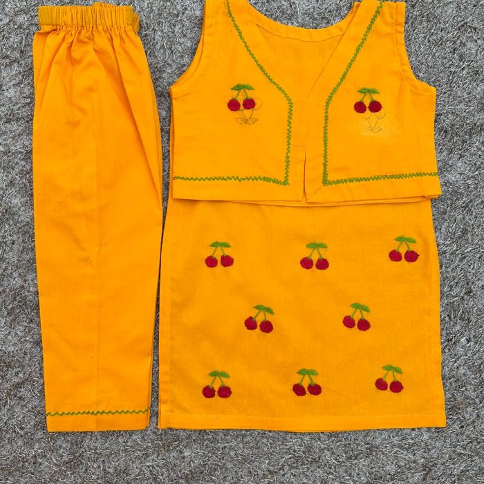 "Sunny Cherry – Embroidered Jacket Style Set"