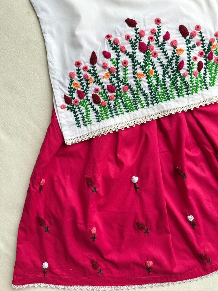 Gulaabi Noor – White & Pink Floral Lehenga Set - Image 5