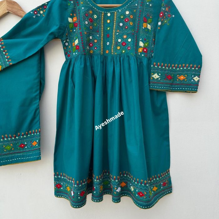 Ocean Mist – Multi-Embroidered Frock Style Suit