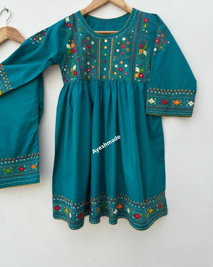 Ocean Mist – Multi-Embroidered Frock Style Suit