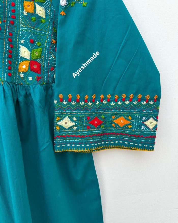 Ocean Mist – Multi-Embroidered Frock Style Suit - Image 4