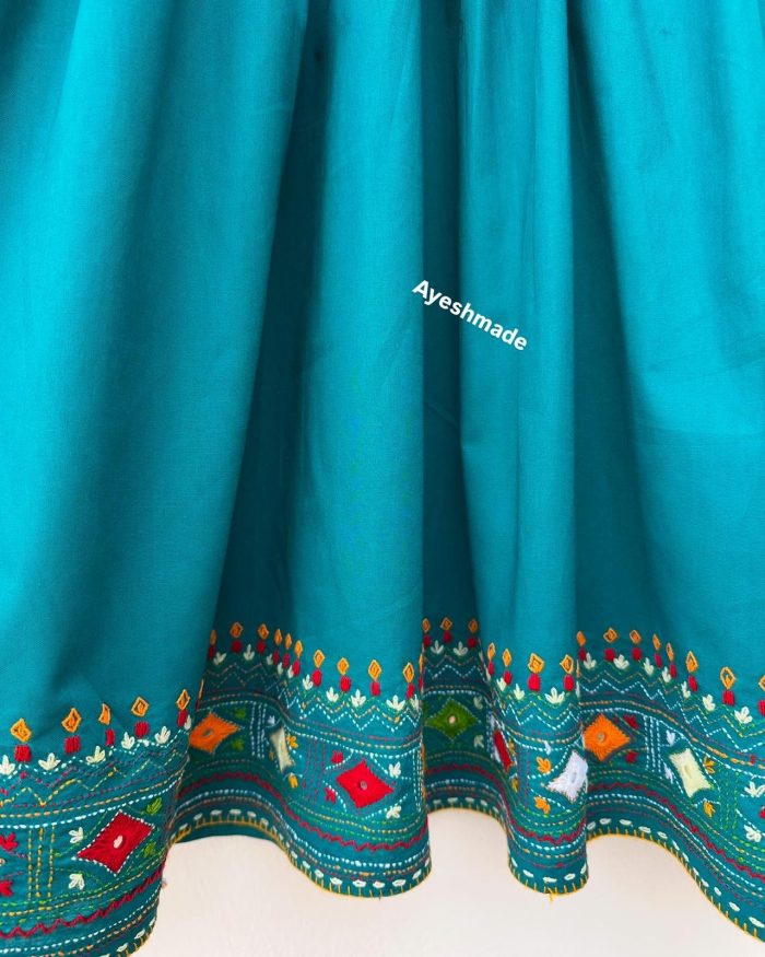 Ocean Mist – Multi-Embroidered Frock Style Suit - Image 5