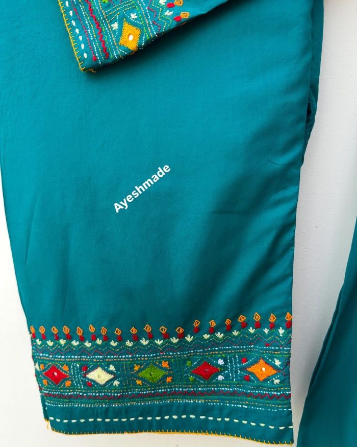 Ocean Mist – Multi-Embroidered Frock Style Suit - Image 6
