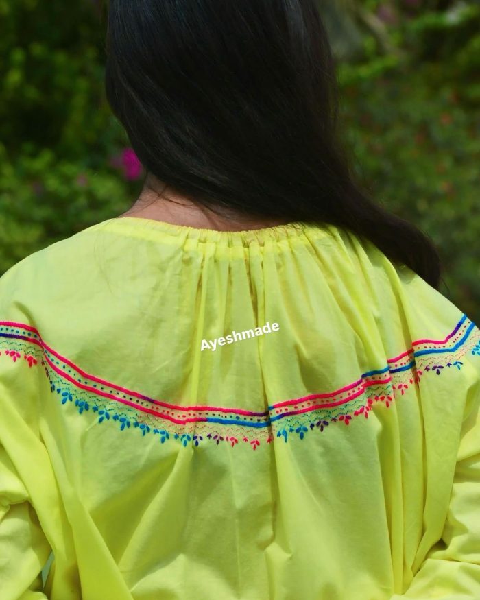 Lemon Blossom – Embroidered 2-Piece in Pink & Blue Hues - Image 5