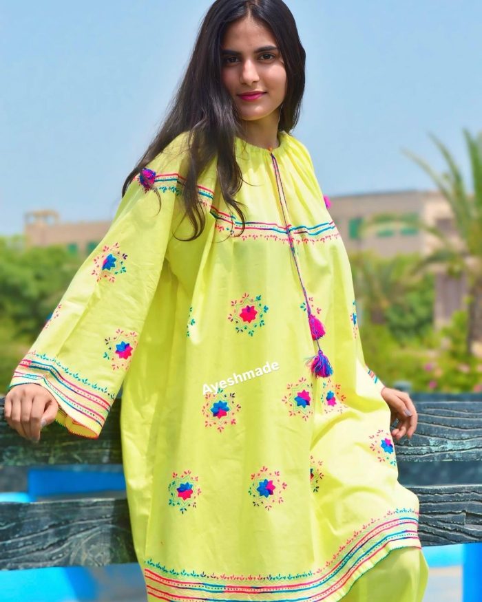 Lemon Blossom – Embroidered 2-Piece in Pink & Blue Hues - Image 7