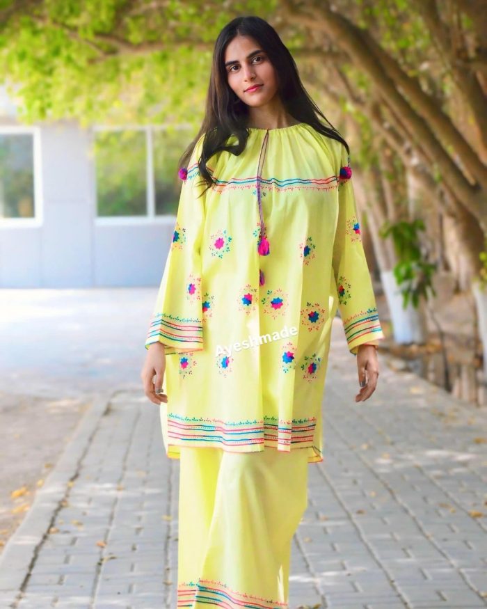 Lemon Blossom – Embroidered 2-Piece in Pink & Blue Hues - Image 8