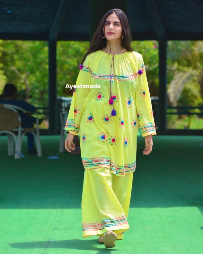Lemon Blossom – Embroidered 2-Piece in Pink & Blue Hues - Image 9