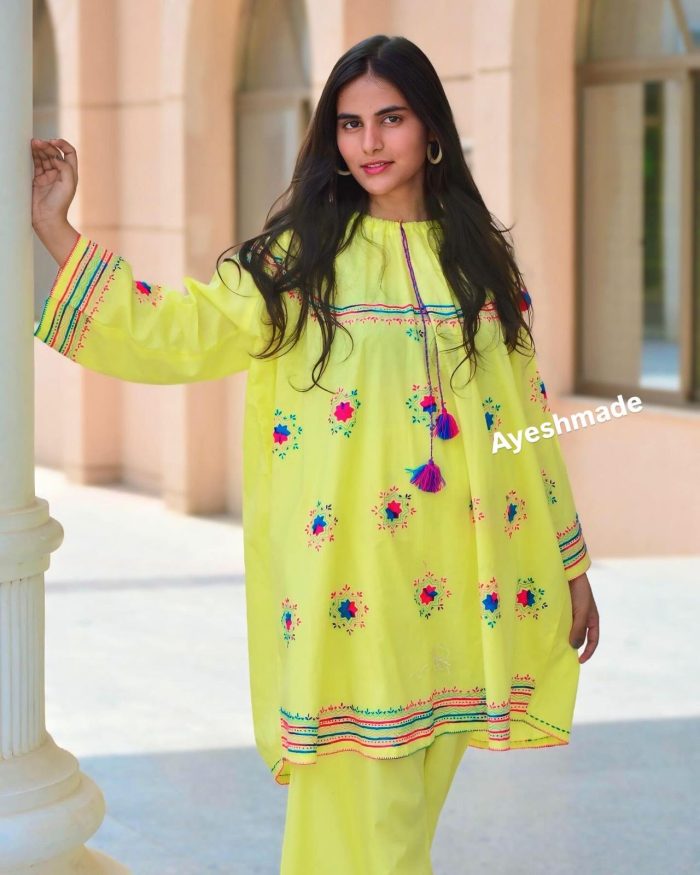 Lemon Blossom – Embroidered 2-Piece in Pink & Blue Hues - Image 11