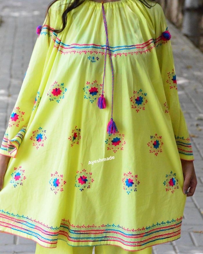 Lemon Blossom – Embroidered 2-Piece in Pink & Blue Hues - Image 12